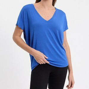 Express Relaxed V-Neck Tee Size Medium Blue Short Sleeve